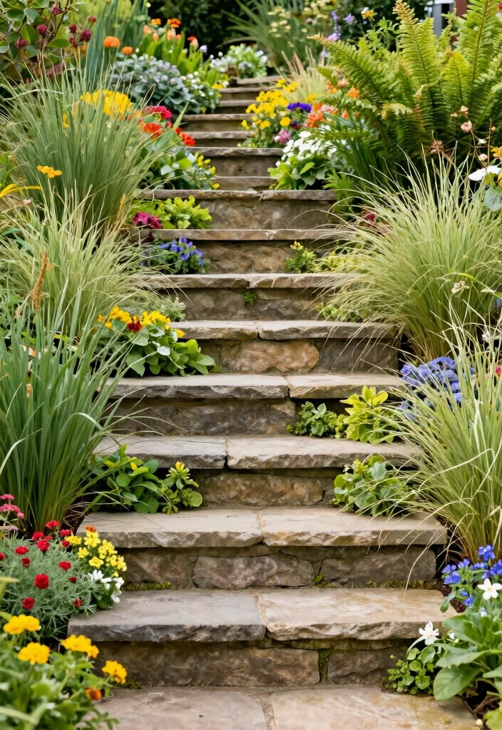 10 Slope Backyard Ideas for Challenging Landscape Layouts - 6. Utilizing Garden Steps 1
