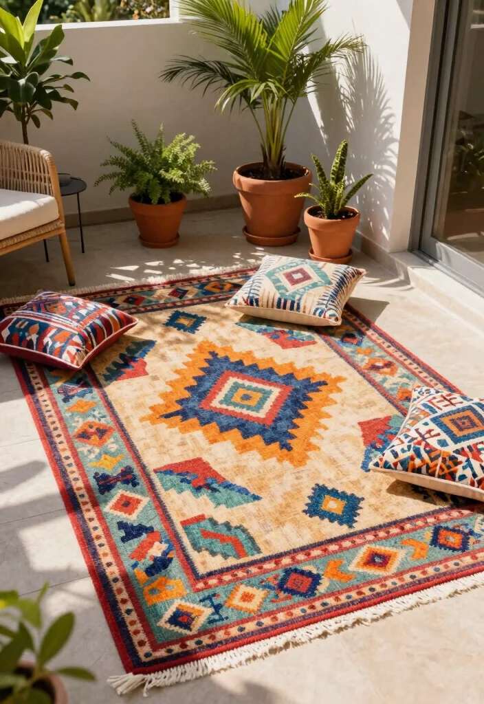 10 Small Patio Ideas for Backyards With Limited Space - 4. Utilize Outdoor Rugs 1