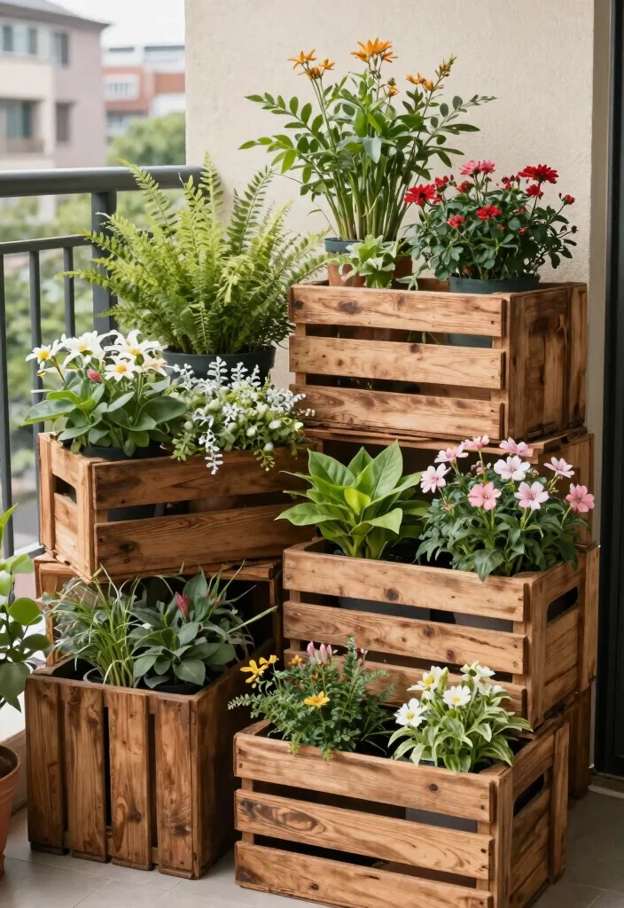 10 Three Tiered Planter Ideas for Vertical Gardens in Small Spaces - 5. Repurposed Wooden Crates 1