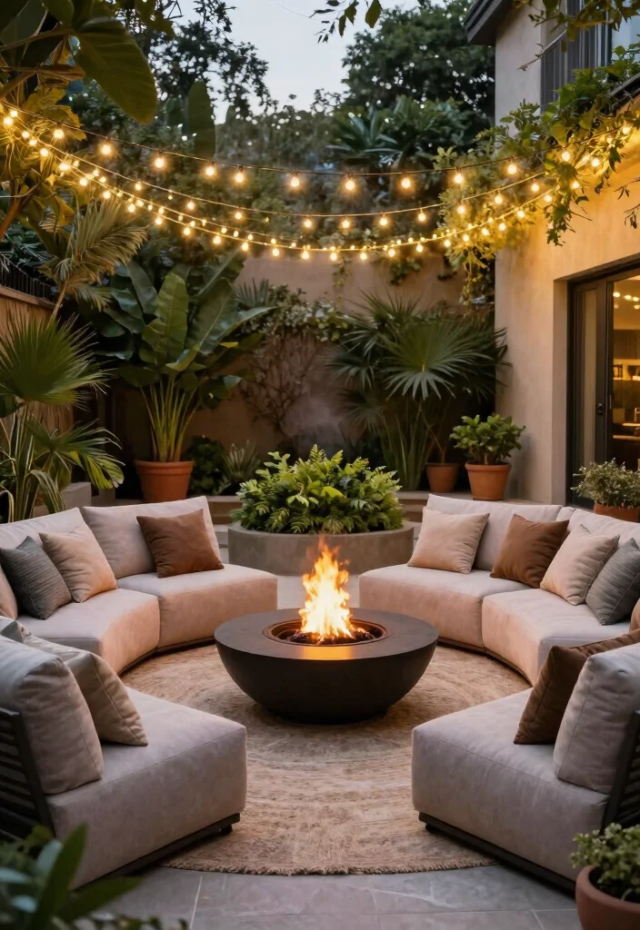 10 U Shaped Backyard Layout Ideas for Balanced Outdoor Design - 1. Cozy Outdoor Living Room 1