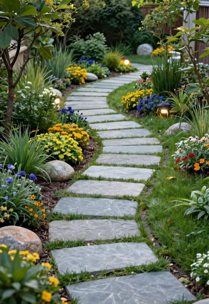10 U Shaped Backyard Layout Ideas for Balanced Outdoor Design - 3. Functional Garden Pathways 1