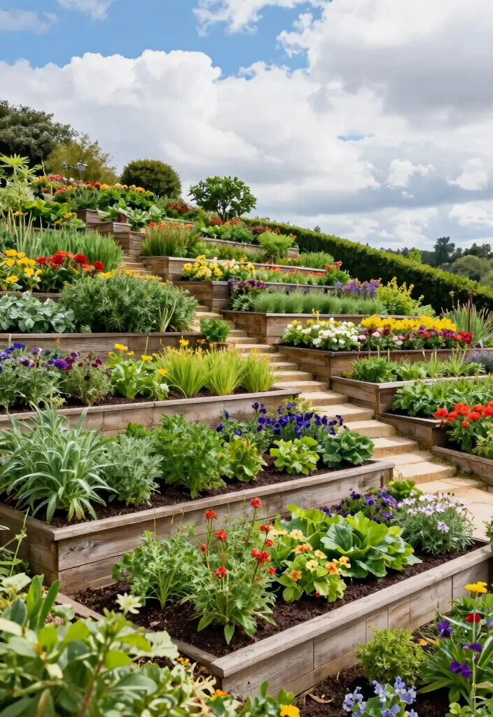 10 Uphill Backyard Ideas for Sloped Yards and Smart Landscaping - 1. Terraced Garden Design 1