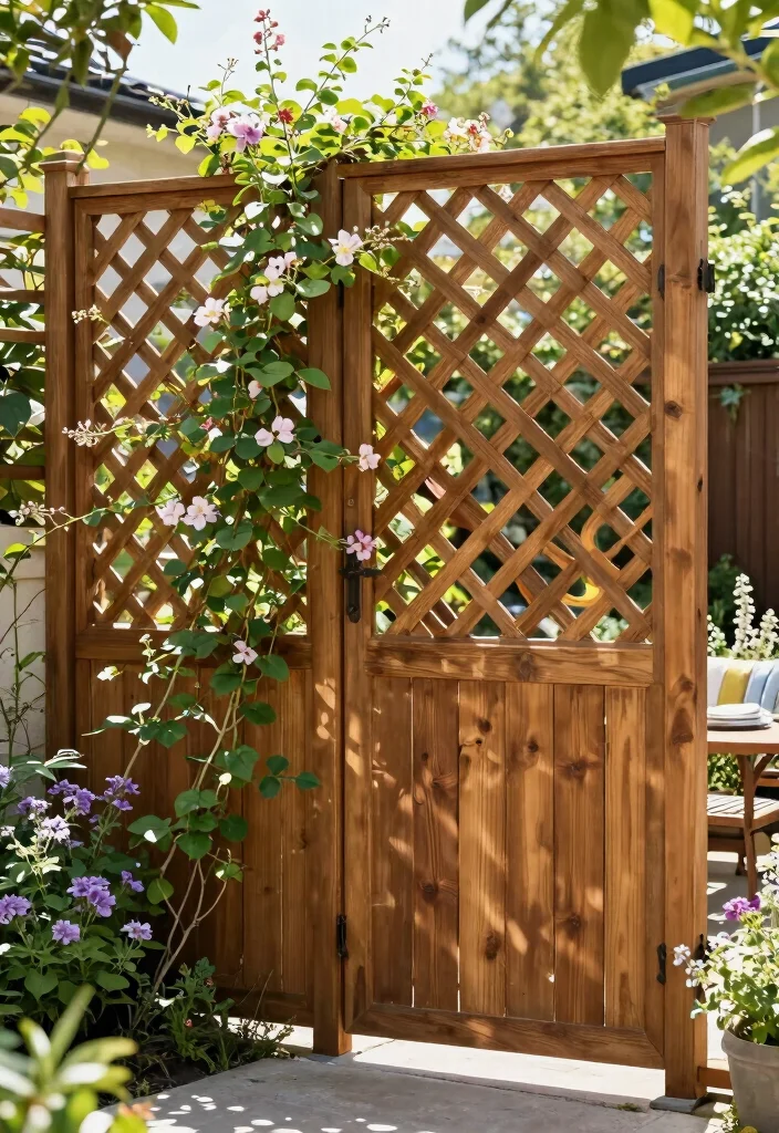 12 Backyard Garden Fence Ideas for Style and Function - 10. Privacy Lattice Fence 1
