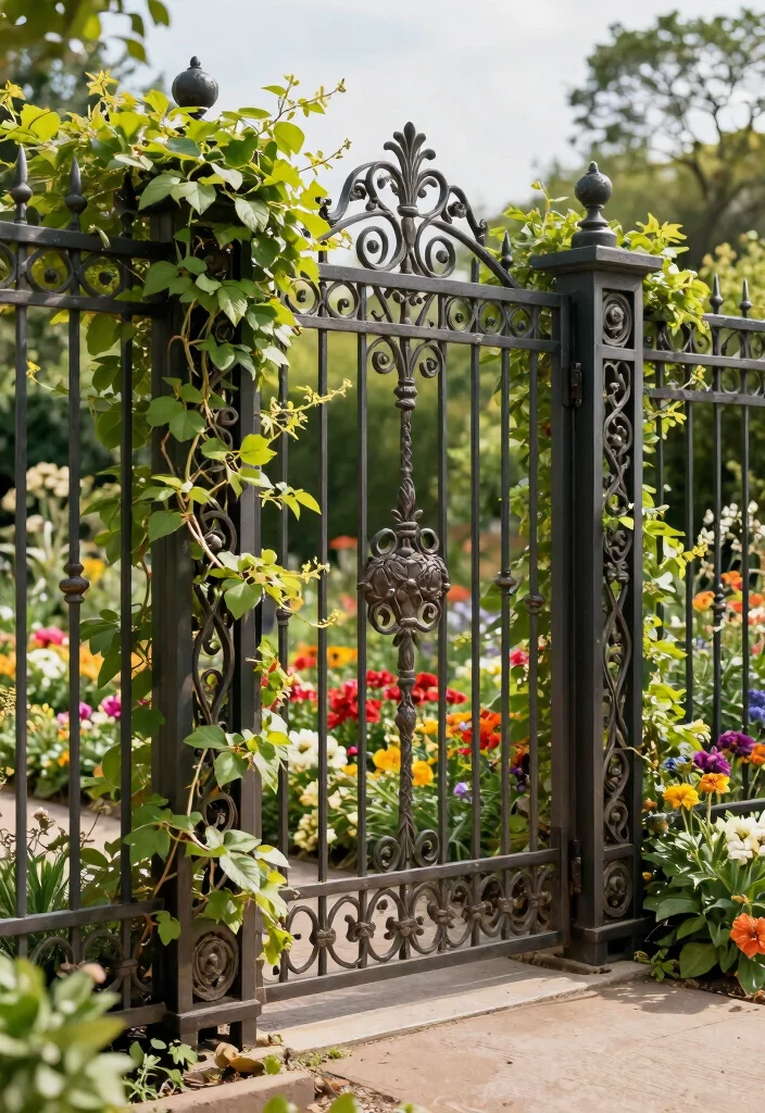 12 Backyard Garden Fence Ideas for Style and Function - 6. Metal Garden Fence 1