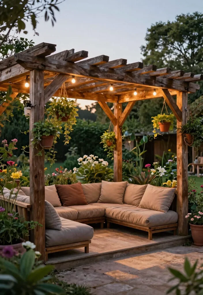 12 Backyard Ideas With Pergola for Shade, Style, and Comfort - 1. Rustic Wooden Charm 1