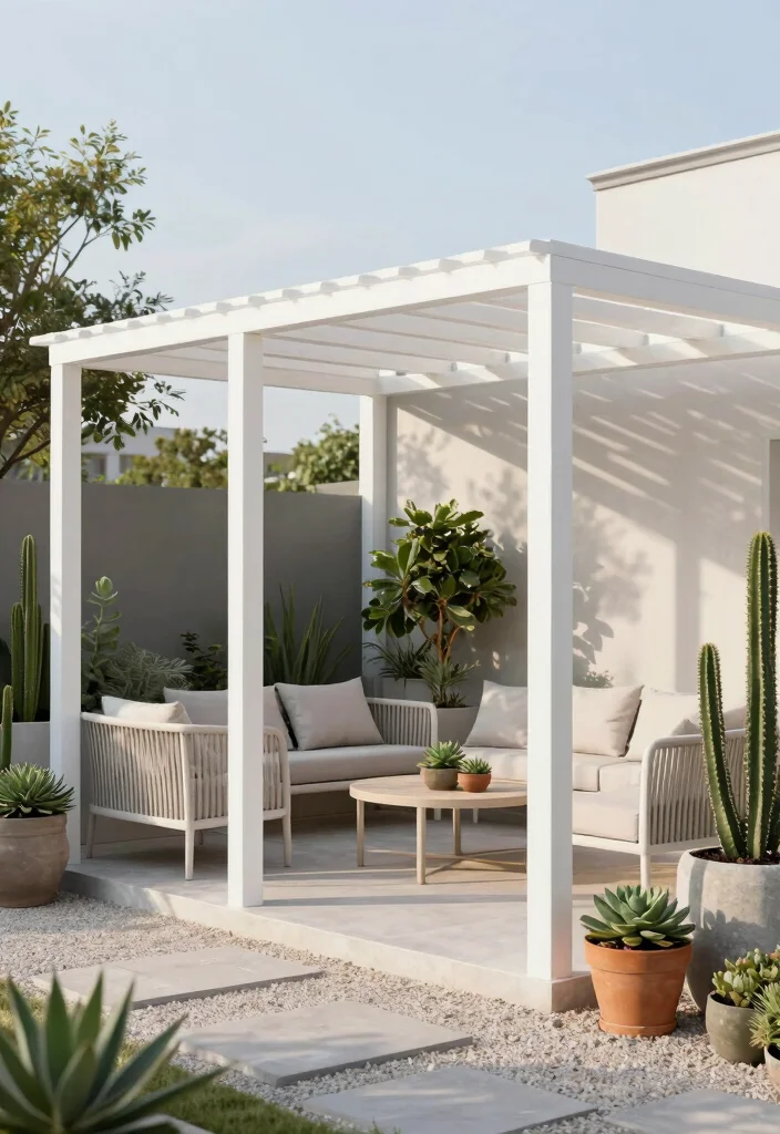 12 Backyard Ideas With Pergola for Shade, Style, and Comfort - 2. Chic Modern Minimalism 1