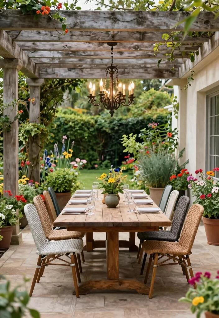 12 Backyard Ideas With Pergola for Shade, Style, and Comfort - 4. Elegant Dining Space 1