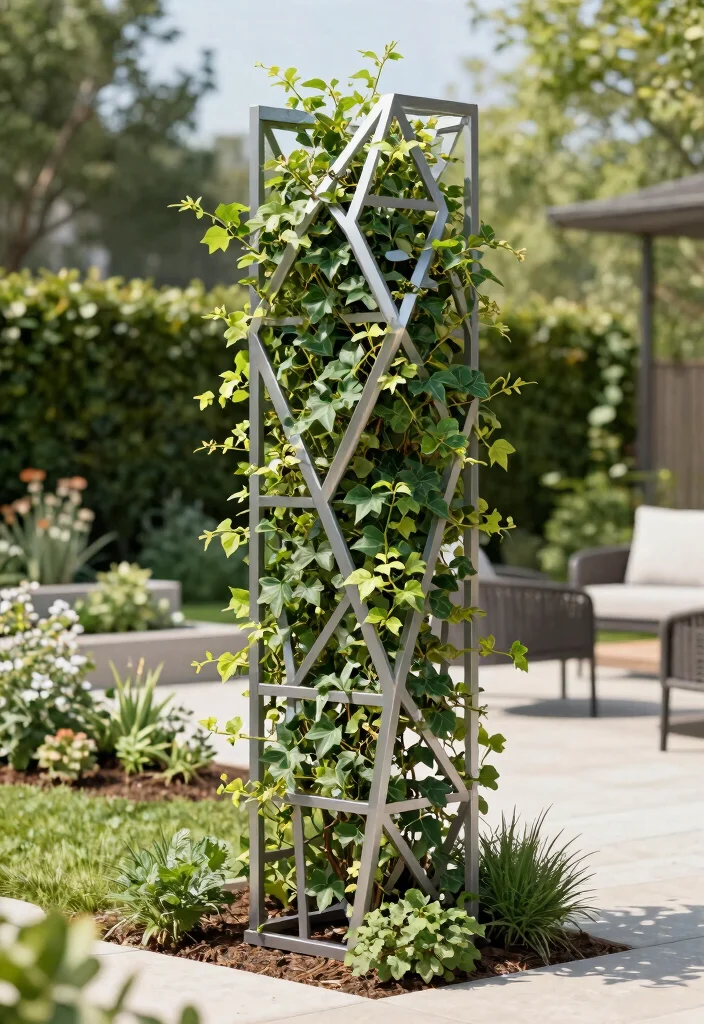12 Backyard Trellis Ideas to Add Structure and Garden Style - 7. Contemporary Geometric Trellis 1