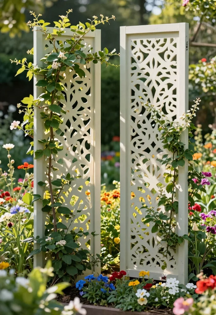 12 Backyard Trellis Ideas to Add Structure and Garden Style - 9. Decorative Trellis Panels 1