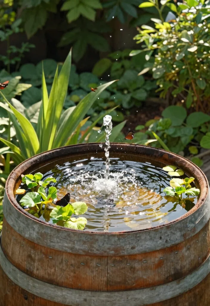 12 Barrel Planter Ideas for Rustic Garden Style on a Budget - 12. Barrel Water Feature 1