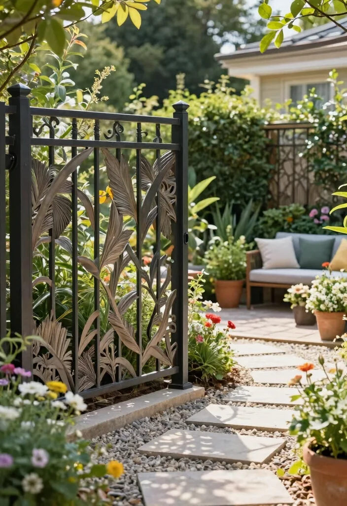 12 DIY Garden Fence Ideas for Easy Weekend Projects - 11. Decorative Metal Fence 1