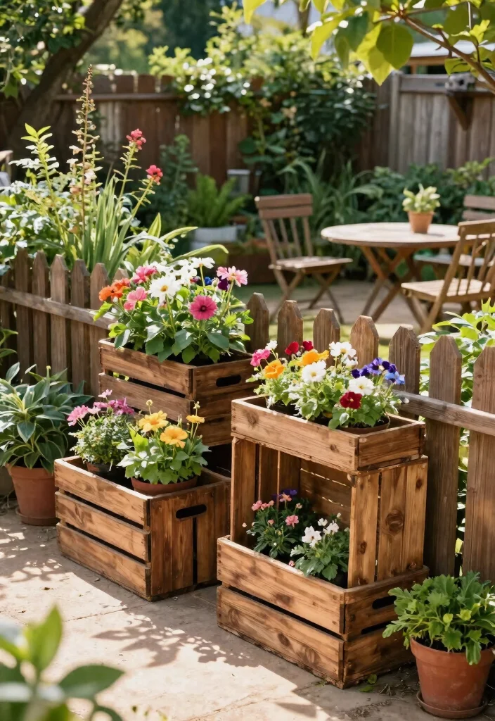 12 DIY Garden Fence Ideas for Easy Weekend Projects - 12. Upcycled Wood Crate Fence 1