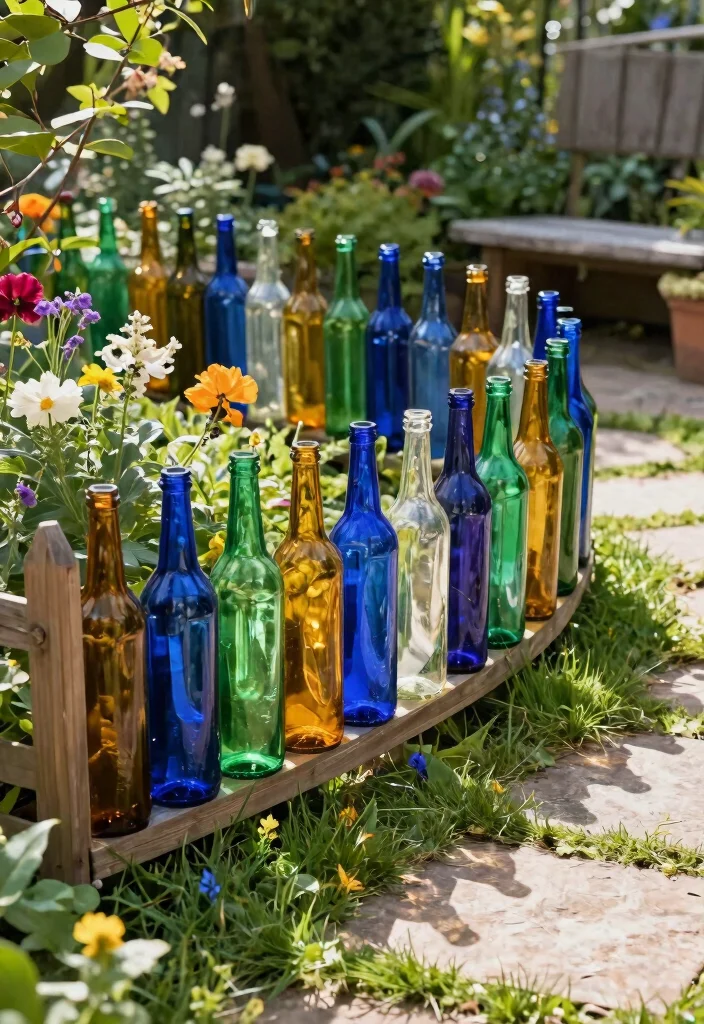 12 DIY Garden Fence Ideas for Easy Weekend Projects - 2. Bottle Garden Fence 1