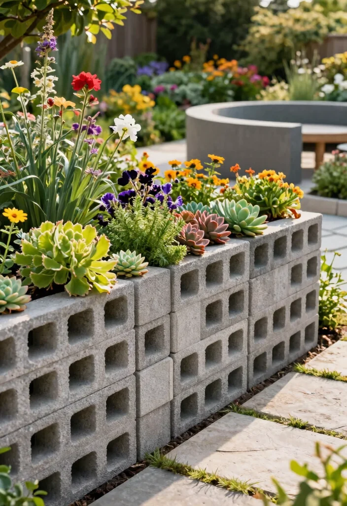 12 DIY Garden Fence Ideas for Easy Weekend Projects - 4. Cinder Block Fence 1
