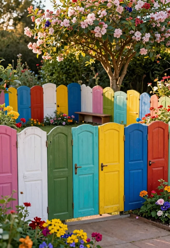 12 DIY Garden Fence Ideas for Easy Weekend Projects - 6. Repurposed Door Fence 1