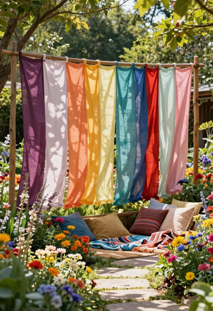 12 DIY Garden Fence Ideas for Easy Weekend Projects - 7. Fabric Garden Fence 1
