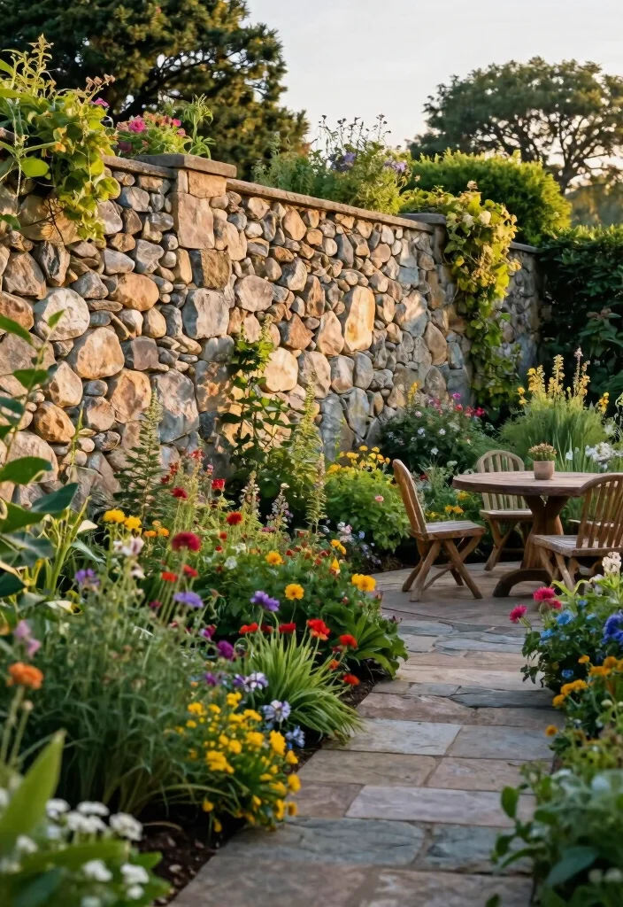 12 DIY Garden Fence Ideas for Easy Weekend Projects - 8. Stone Wall Fence 1