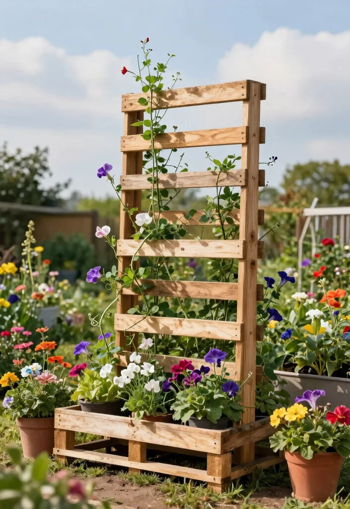 12 DIY Garden Trellis Ideas for Budget Friendly Vertical Gardening - 1. Rustic Pallet Trellis 1