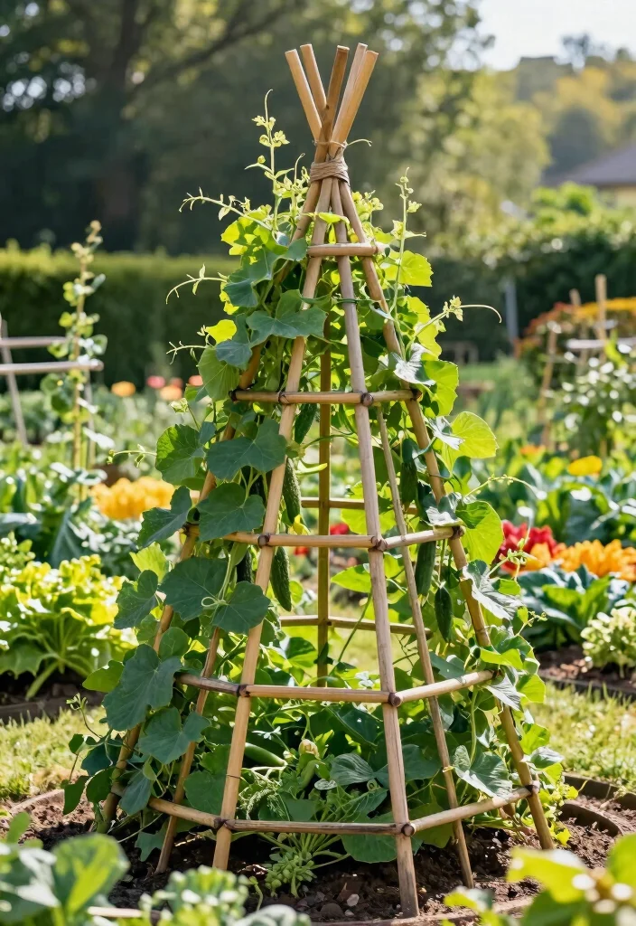 12 DIY Garden Trellis Ideas for Budget Friendly Vertical Gardening - 4. DIY Bamboo Trellis 1