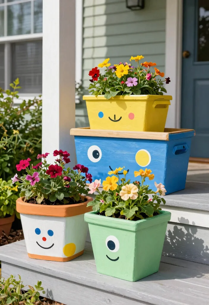 12 Front Porch Planter Ideas to Boost Curb Appeal on Any Budget - 11. DIY Painted Planters 1