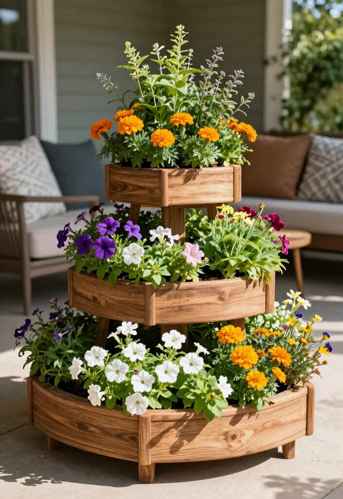 12 Front Porch Planter Ideas to Boost Curb Appeal on Any Budget - 3. Tiered Planters 1