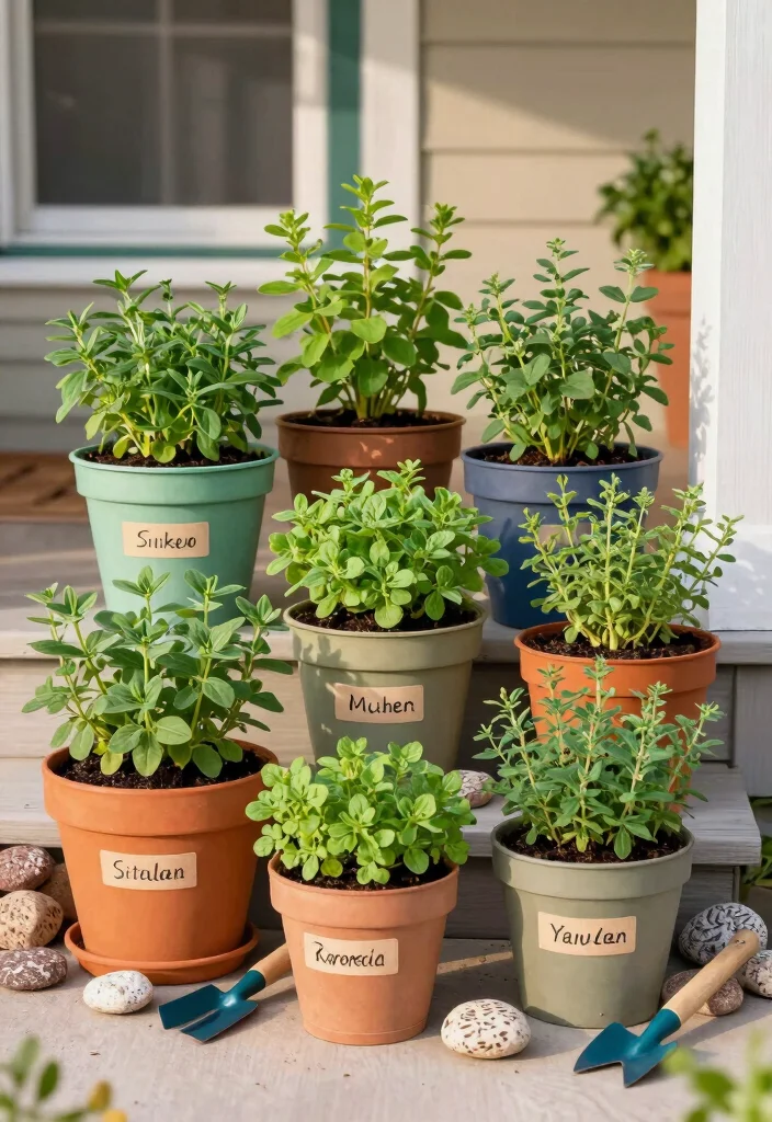 12 Front Porch Planter Ideas to Boost Curb Appeal on Any Budget - 8. Herb Gardens in Pots 1