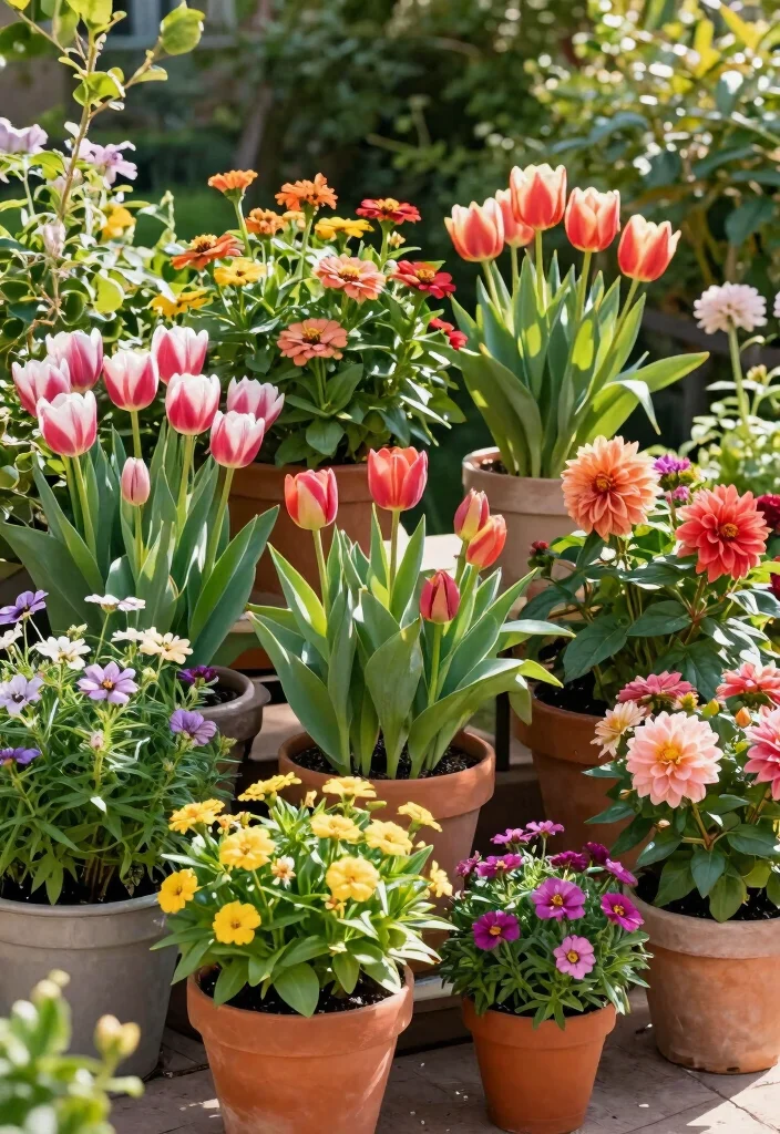 12 Patio Plant Ideas to Add Color, Texture, and Privacy - 12. Seasonal Blooms Rotation 1