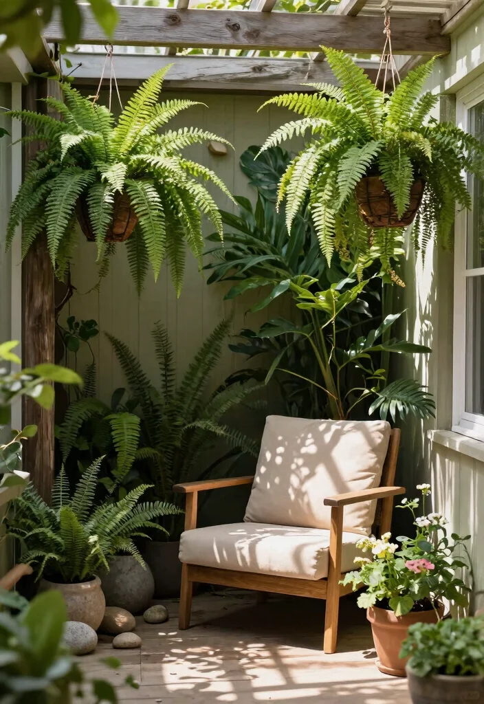 12 Patio Plant Ideas to Add Color, Texture, and Privacy - 7. Cozy Fern Nook 1