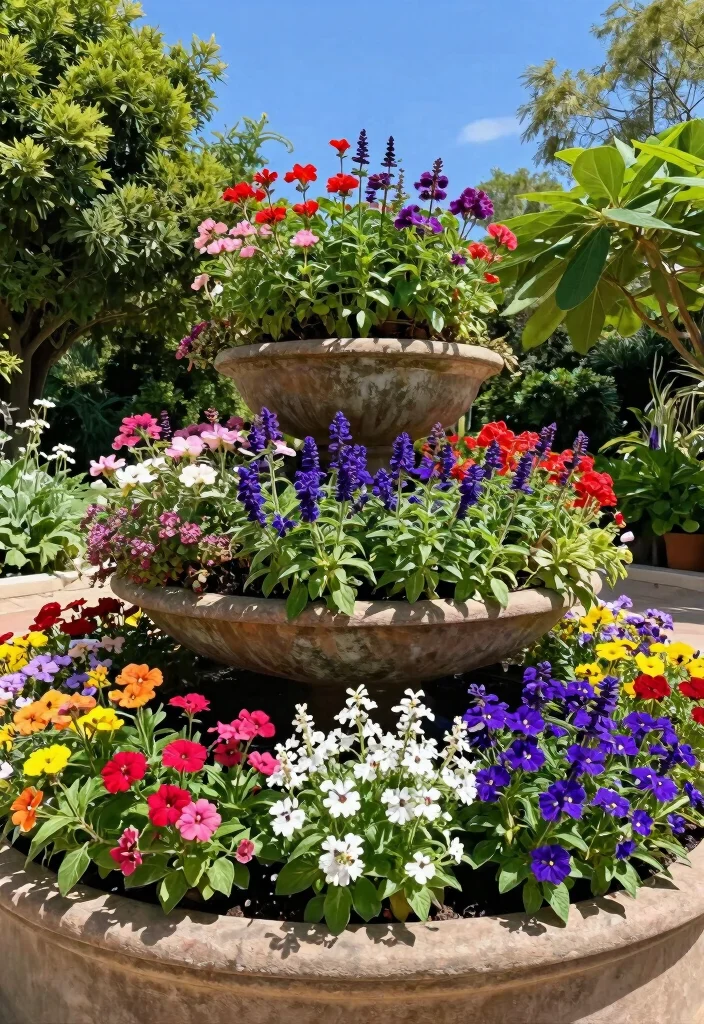 12 Planter Ideas for Full Sun That Are Easy to Maintain - 9. Tiered Planters for Layering 1