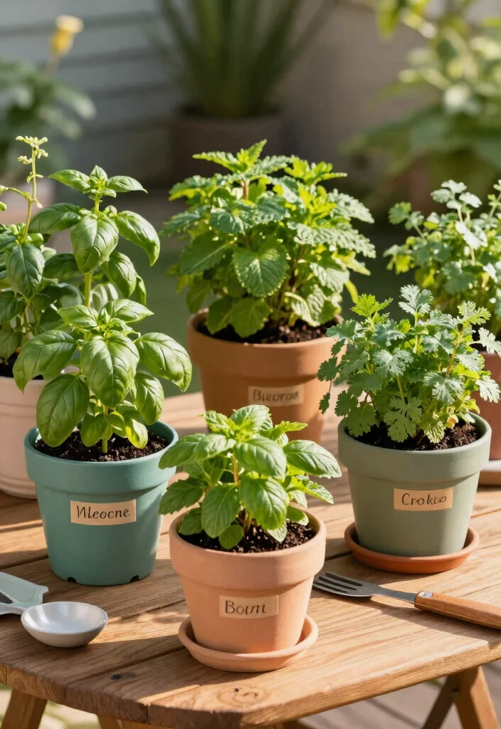 12 Plants on Patio Ideas for Lush Small Outdoor Spaces - 2. Herb Garden in Stylish Containers 1