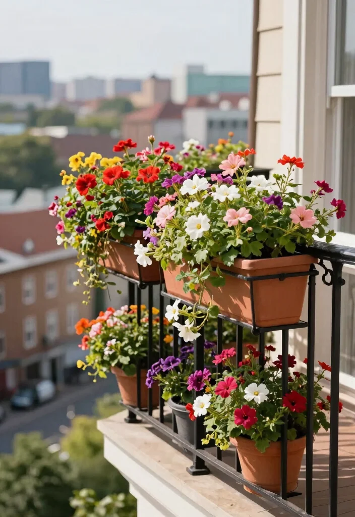 12 Plants on Patio Ideas for Lush Small Outdoor Spaces - 6. Charming Balcony Railing Planters 1
