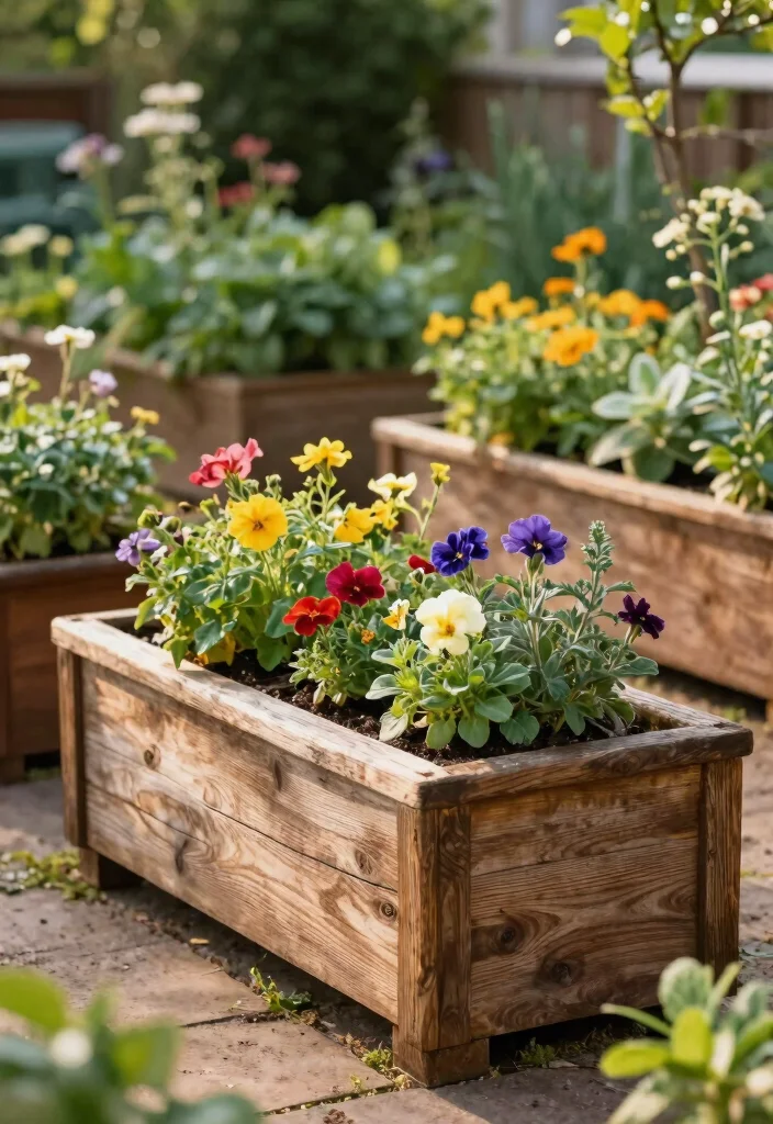 12 Rectangle Planter Ideas for Modern Patios and Small Gardens - 10. Rustic Wooden Rectangle Planters 1