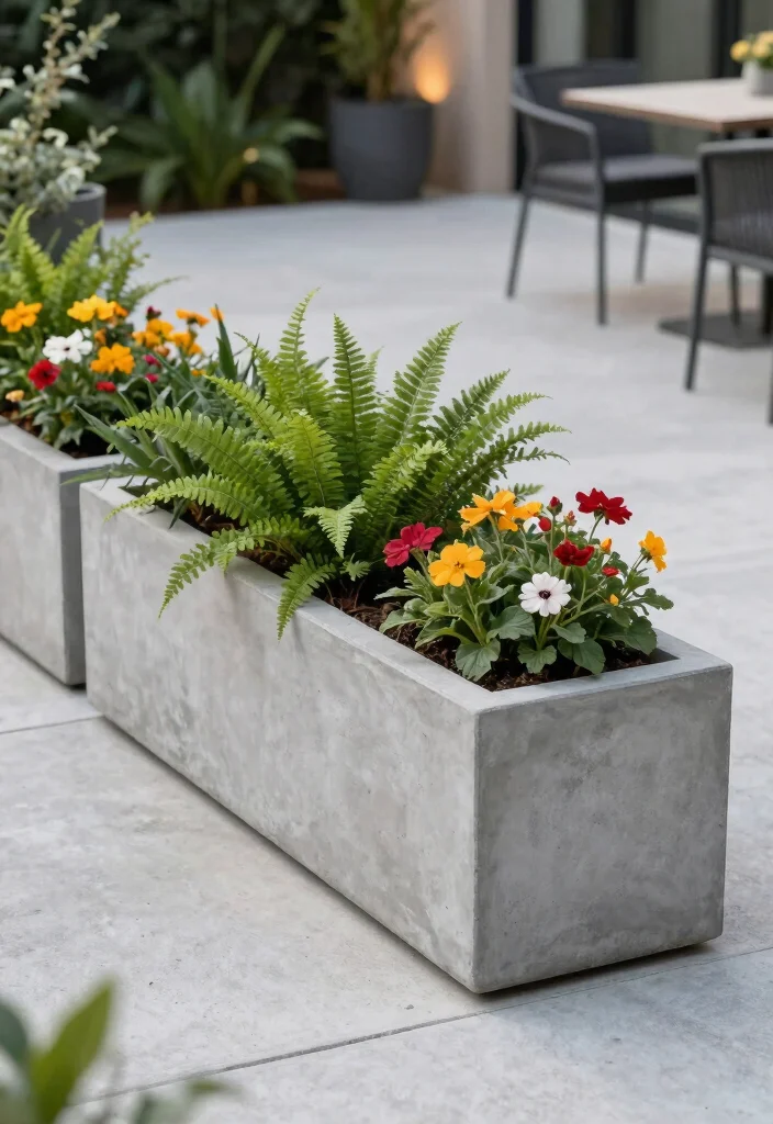 12 Rectangle Planter Ideas for Modern Patios and Small Gardens - 8. DIY Concrete Rectangle Planters 1