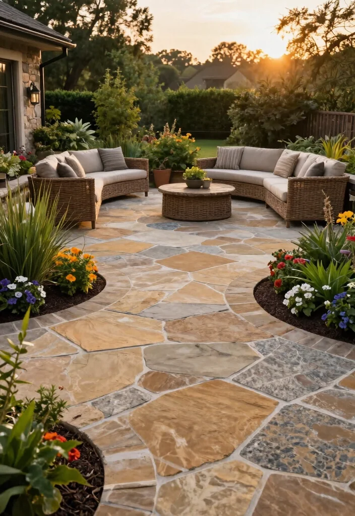 12 Stone Patio Ideas for Timeless and Durable Backyards - 10. Warm Natural Stone Blend 1