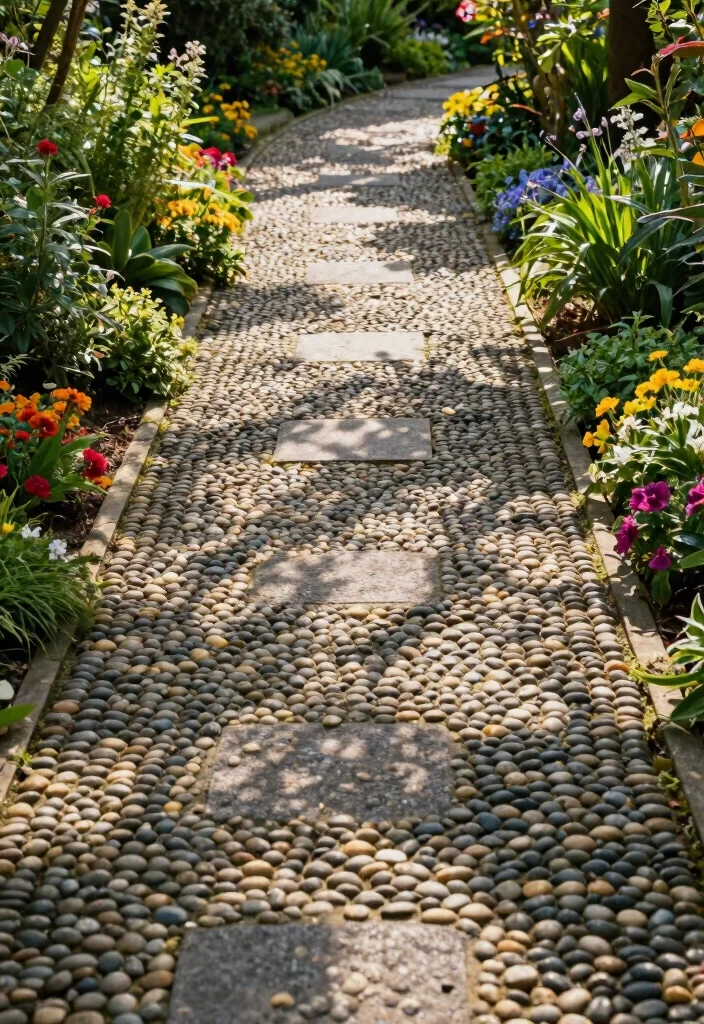 12 Stone Patio Ideas for Timeless and Durable Backyards - 12. Charming Pebble Pathway 1