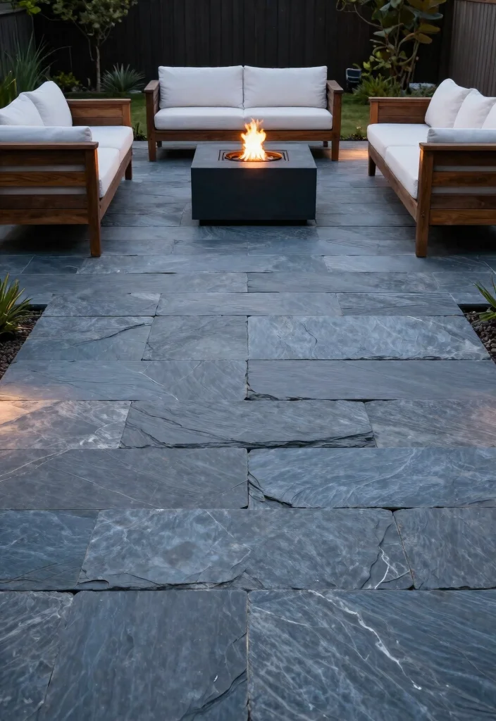 12 Stone Patio Ideas for Timeless and Durable Backyards - 2. Sleek Slate Sophistication 1