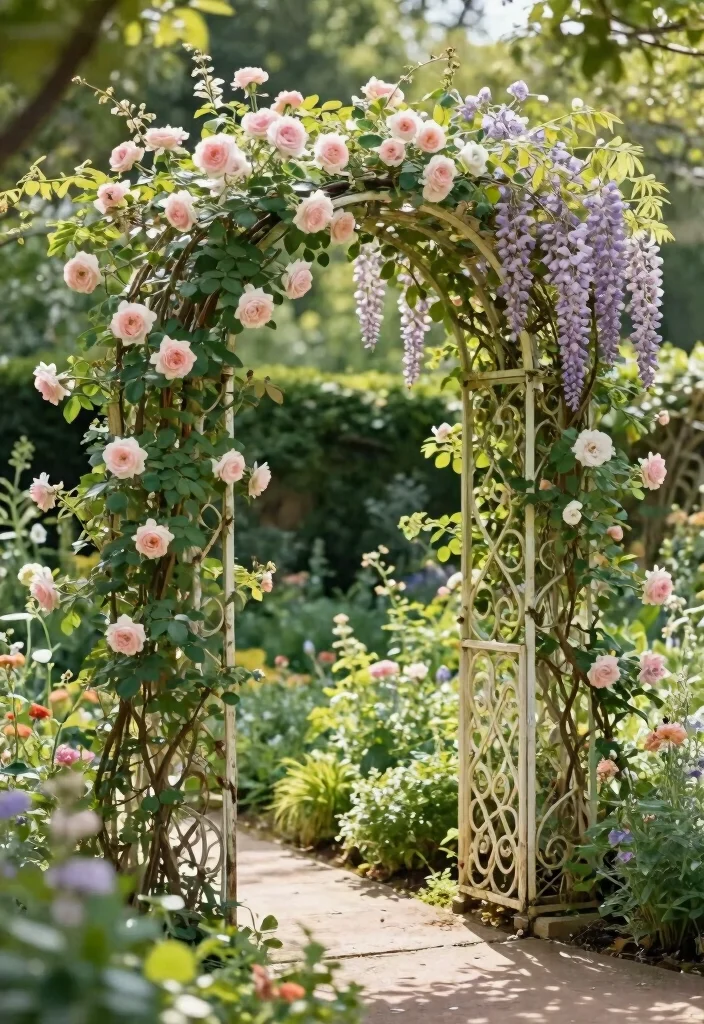 12 Trellis Ideas for Privacy That Look Stylish and Natural - 3. Vintage Style Wrought Iron Trellis 1