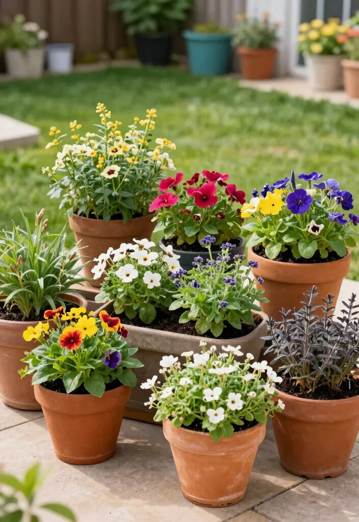 14 Small Backyard Ideas for Stylish and Functional Outdoor Living - 4. Compact Container Gardens 1