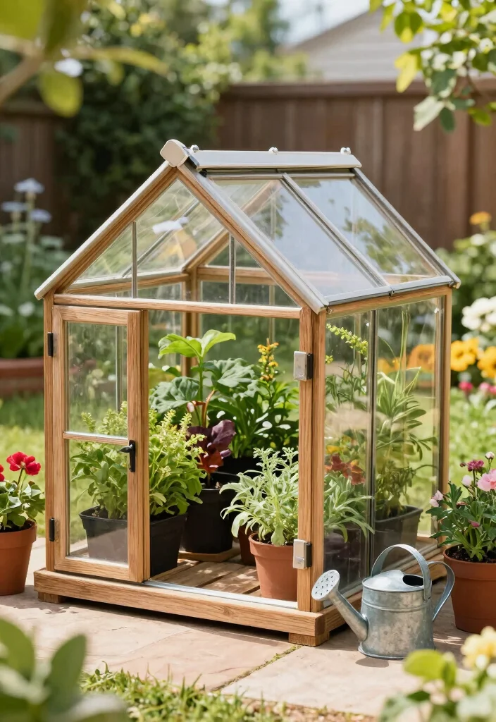 14 Small Backyard Ideas for Stylish and Functional Outdoor Living - 7. A Mini Greenhouse for Space-Saving 1