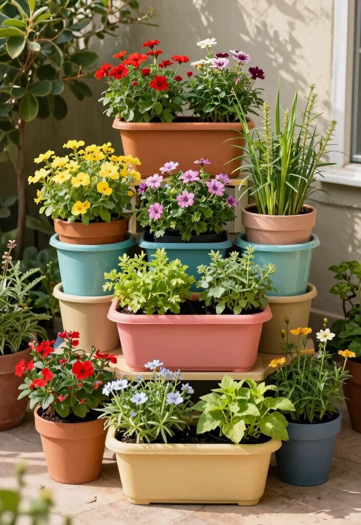 16 Planter Ideas for Patios Porches and Small Gardens 2. Stackable Planters 0