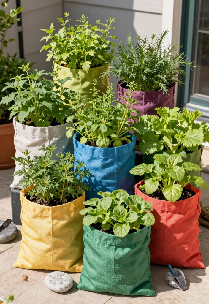 16 Planter Ideas for Patios Porches and Small Gardens 4. Fabric Grow Bags 0