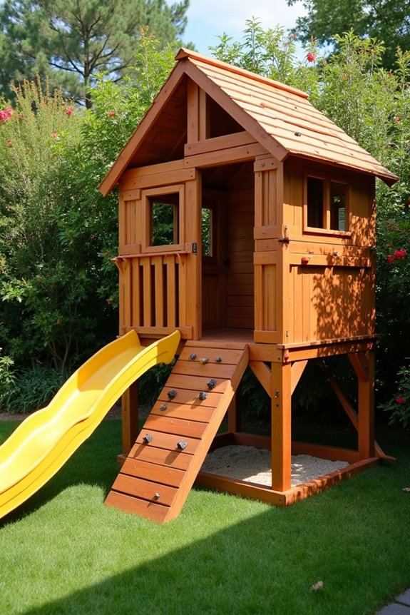 compact cedar playsets for tight yards