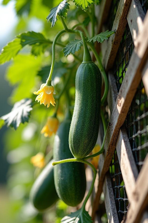 cucumbers climb with tendrils