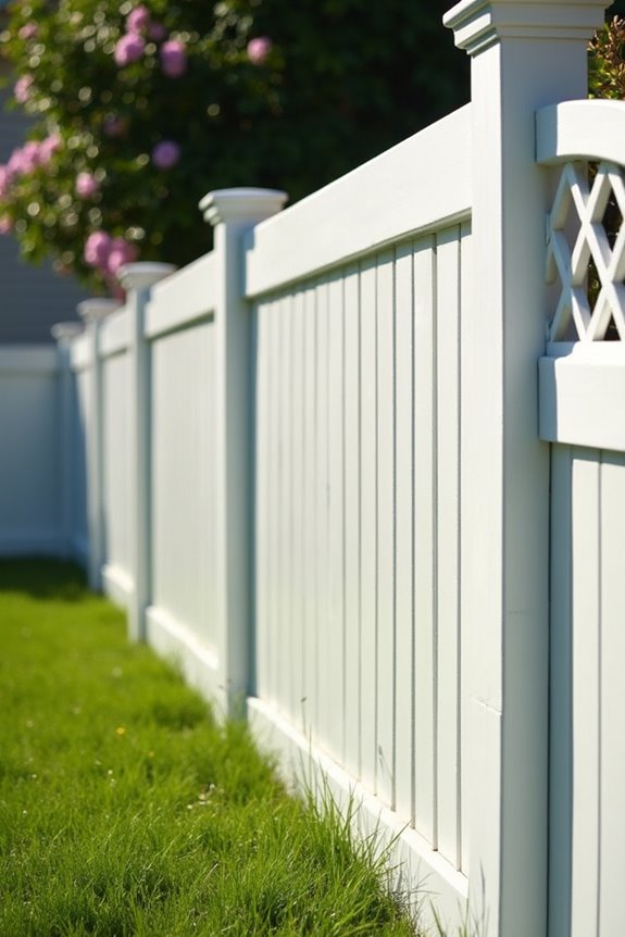 dirty white vinyl fence could benefit from paint
