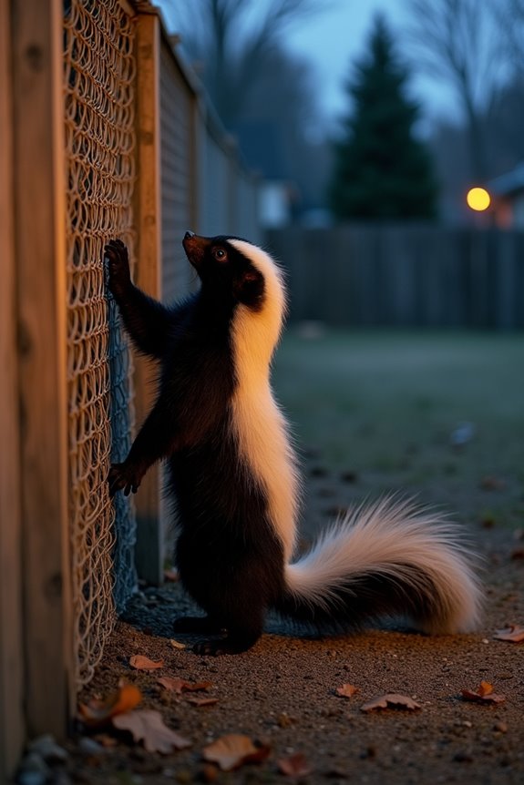 skunks climb and dig fences