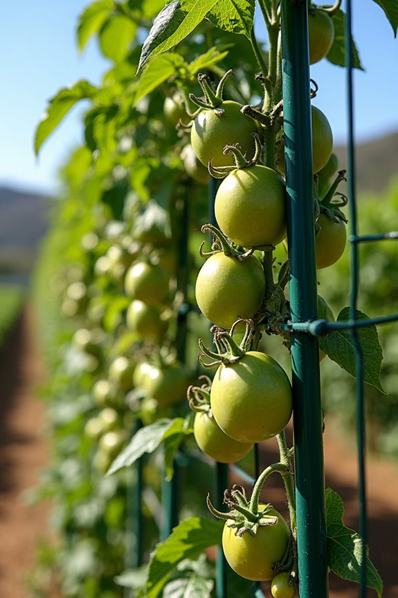 trellised tomatillos for yield